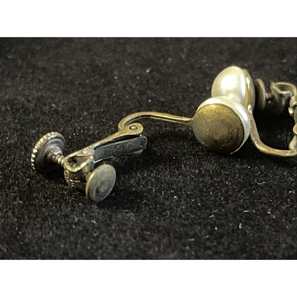 Adjustable Clip On Faux Pearl Earrings Vintage Jewelry Saccoccio Pat. Applied - Picture 4 of 6